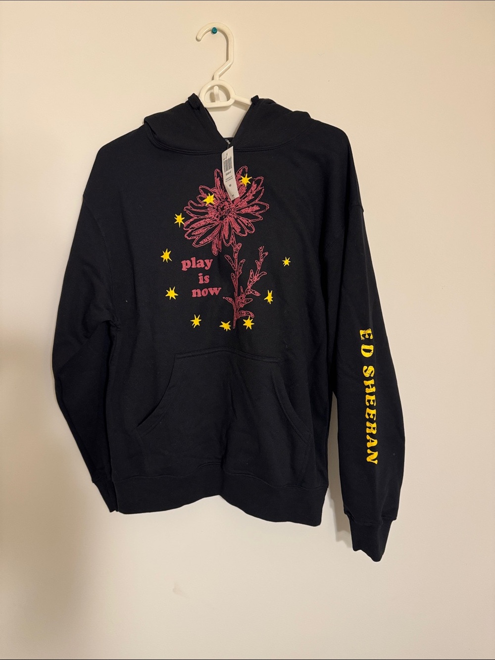 Ed Sheeran “Play Is Now” Black Hoodie with Pink Flower